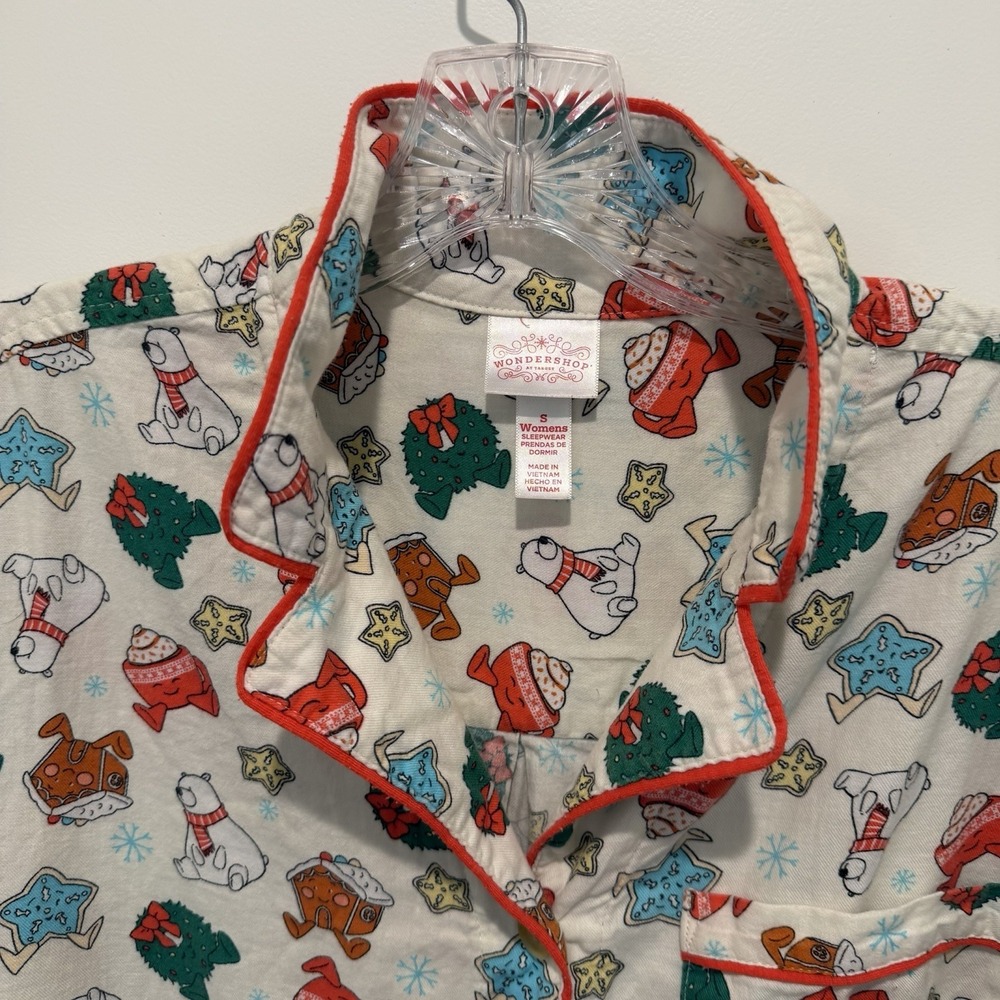 Wondershop Women's S 2-pc Set Pajama Set Pant Star Cocoa Bear Wreath‎ Winter - Picture 2 of 11